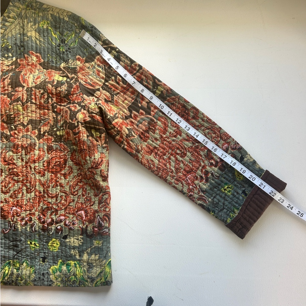 Phases Floral Quilted Lady Jacket 100% Cotton CottageCore Size XL - Picture 4 of 12
